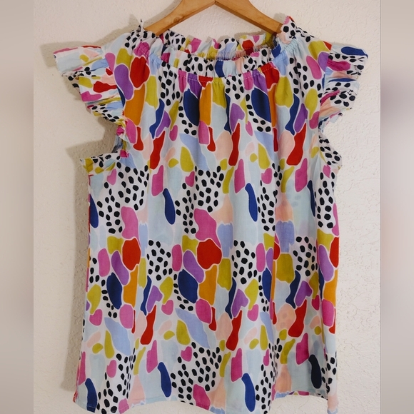 THML Multicolor Ruffle Sleeve Blouse - Picture 3 of 7